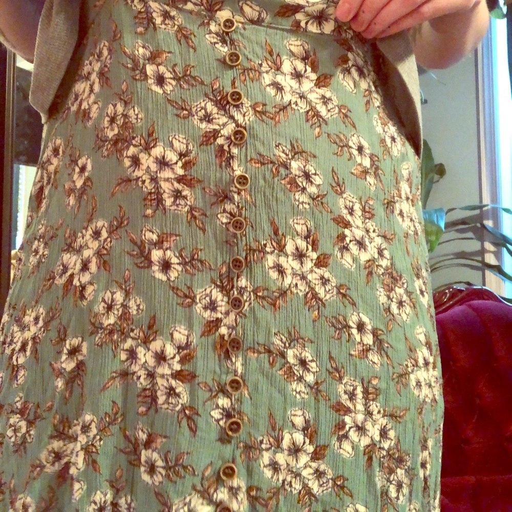 Mid length earthbound skirt. Button up.